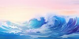 A vibrant gradient waves artwork, with colors shifting from azure to indigo, capturing the essence of rolling ocean waves crashing against the shore.