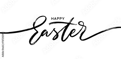Happy Easter, holiday calligraphic lettering. Vector banner text design.