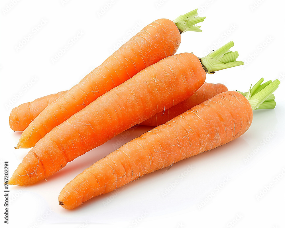 A pile of carrots isolated on white background. Close-up Shot. A pile of carrots isolated on white background. Close-up Shot.