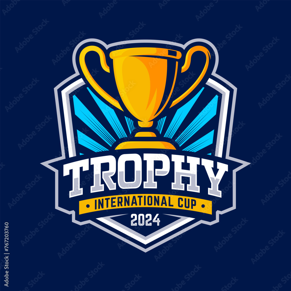 Trophy Mascot Logo Design Vector Template. Trophy Badge illustration for Sport Team. Trophy Mascot Logo Design Vector Template. Trophy Badge illustration for Sport Team.