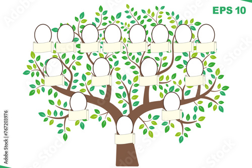 Family tree and nameplate. Vector illustration