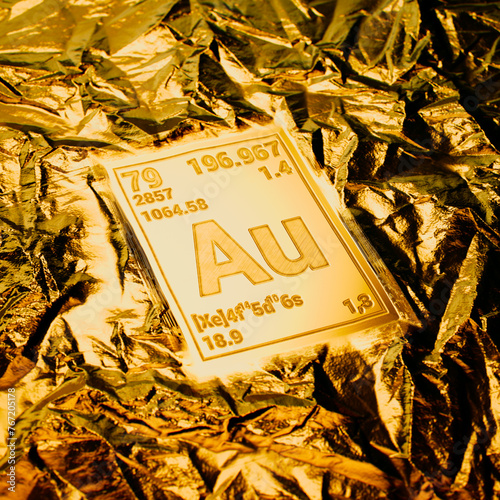 Obraz na płótnie Close-Up View of Gold Element Information on Shimmering Foil Texture Background w salonie