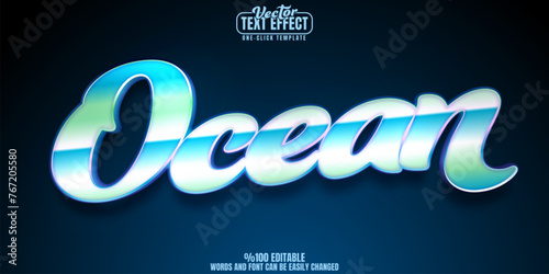 Ocean editable text effect, customizable water and sea 3D font style
