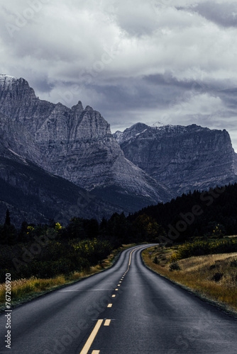 Road Leading into Impressive Mountains, Glacier Montana © thebearsjourney