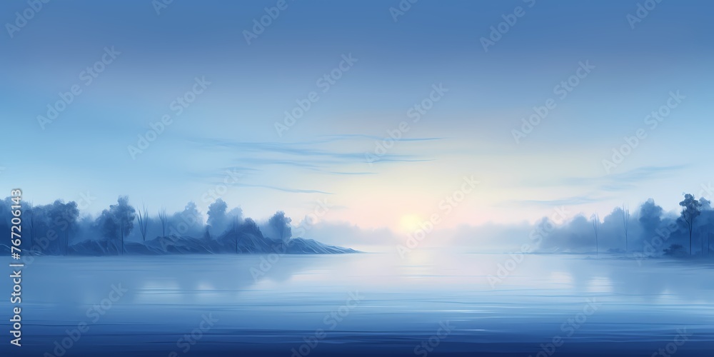 A tranquil morning mist over a gradient background, transitioning from pale blues to deep sapphire tones, offering a serene setting for creative endeavors.