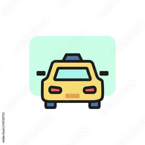 Line icon of taxi. Taxi stop sign, police car, official car. Transport concept. Can be used for topics like transportation, service, road signs
