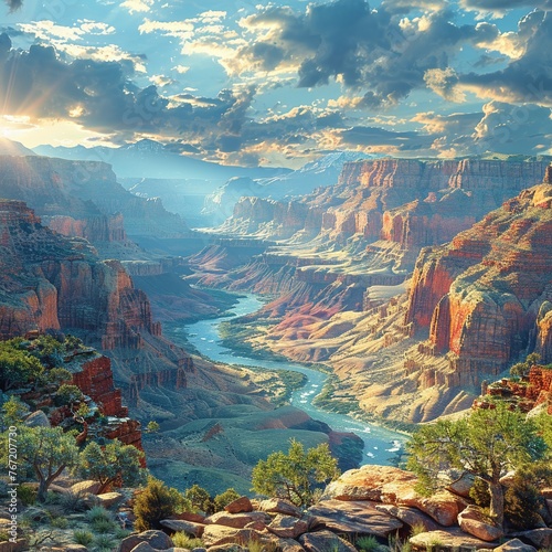 Scenic lookout over a majestic canyon