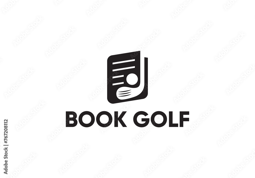 golf stick with book logo design. golf sport education concept golf stick with book logo design. golf sport education concept