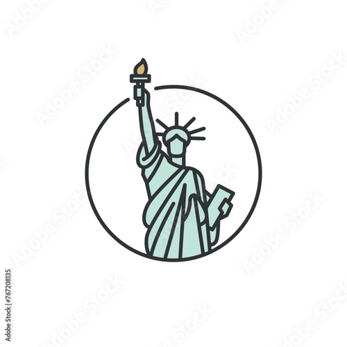 Historical landmark. National monument in New York City, United States. The statue is a figure of libertas, the Roman goddess of liberty. Icon of freedom. Enlightening the world.