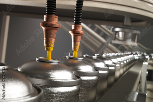 Obraz na płótnie High-Efficiency Industrial Paint Can Filling Machine in Action at Factory w salonie