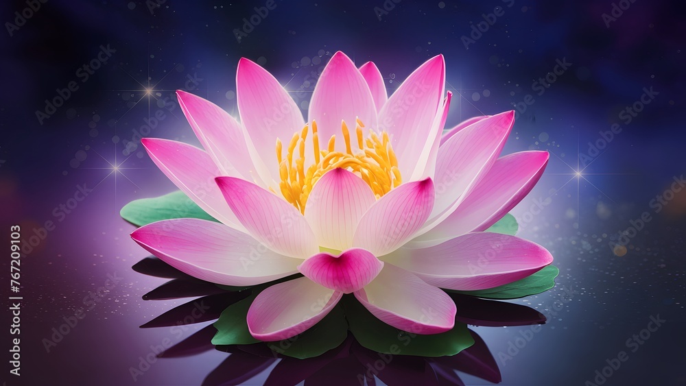 Sparkling background enhances lotus in pink and light purple Sparkling background enhances lotus in pink and light purple