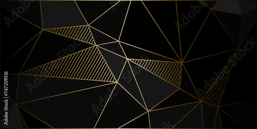 black gold elegant geometric background with triangles and lines