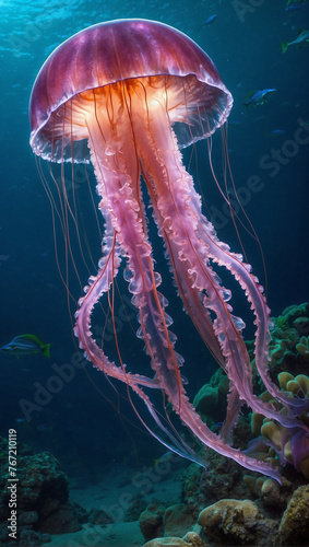 Ethereal Jellyfish Gliding Gracefully in the Deep Blue Sea