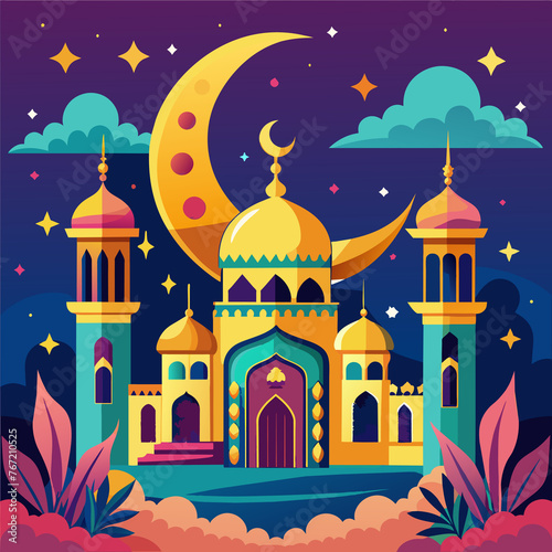 Beautiful holy month Eid Mubarak, vector art
