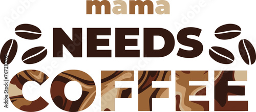 Vector text print for clothing coffee emblem in coffee colors vector file design element.