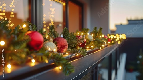 Christmas Lights Adorning Building Fence