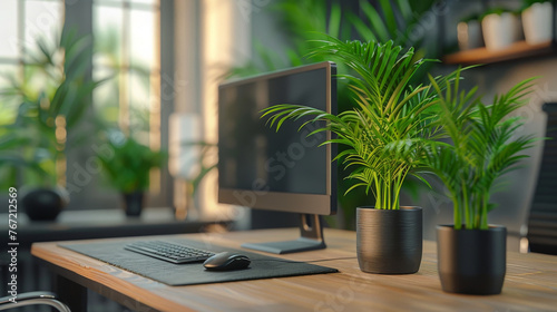 Desktop Computer on Wooden Desk