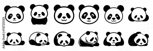 Panda silhouette set vector design big pack of illustration and icon