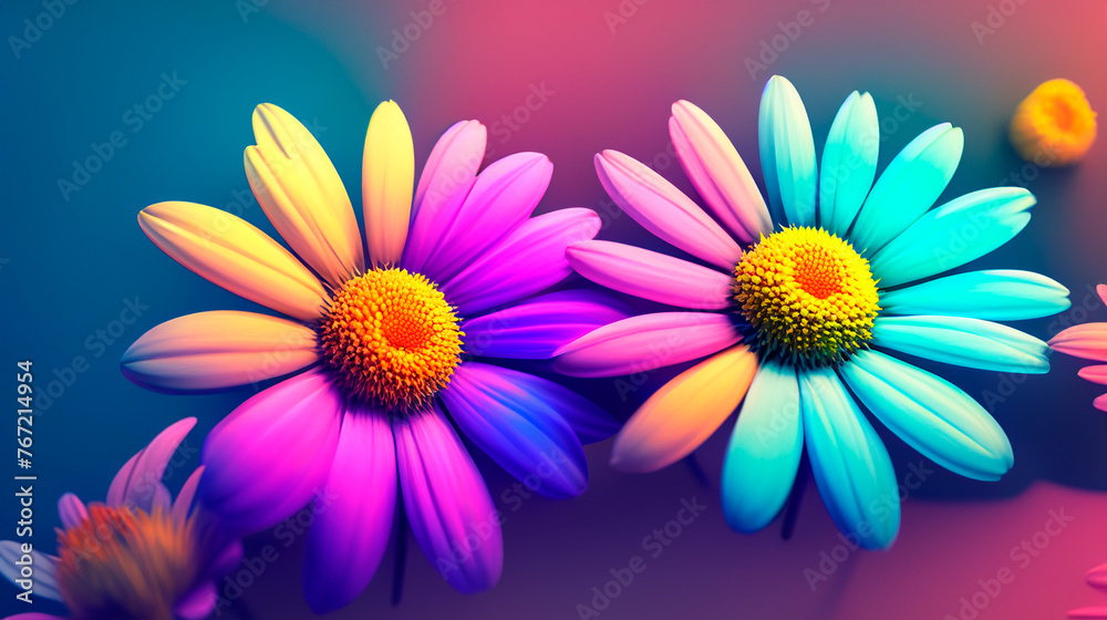 3d rendering colorful daisy flower