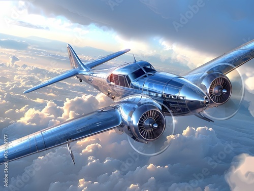 Retro Airplane in Sky