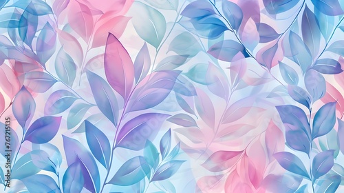 Serene Botanical Bliss: Watercolor Leaves Seamless Pattern