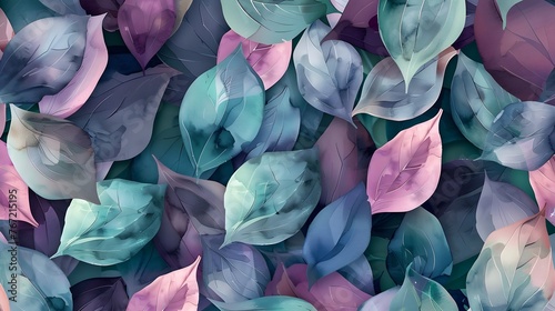 Serene Botanical Bliss: Watercolor Leaves Seamless Pattern