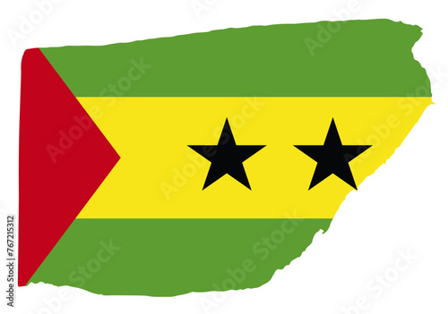 Sao Tome and Principe flag with palette knife paint brush strokes grunge texture design. Grunge brush stroke effect