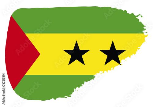 Sao Tome and Principe flag with palette knife paint brush strokes grunge texture design. Grunge brush stroke effect