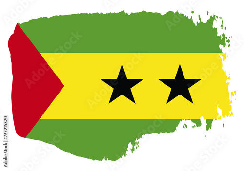 Sao Tome and Principe flag with palette knife paint brush strokes grunge texture design. Grunge brush stroke effect
