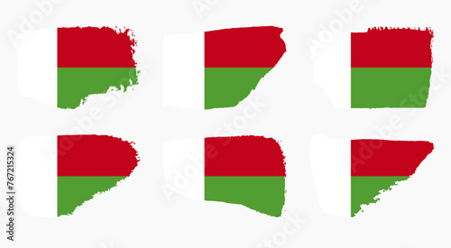 Free Download Madagascar flag collection with palette knife paint brush strokes grunge texture design. Grunge brush stroke effect set - GFXLoad