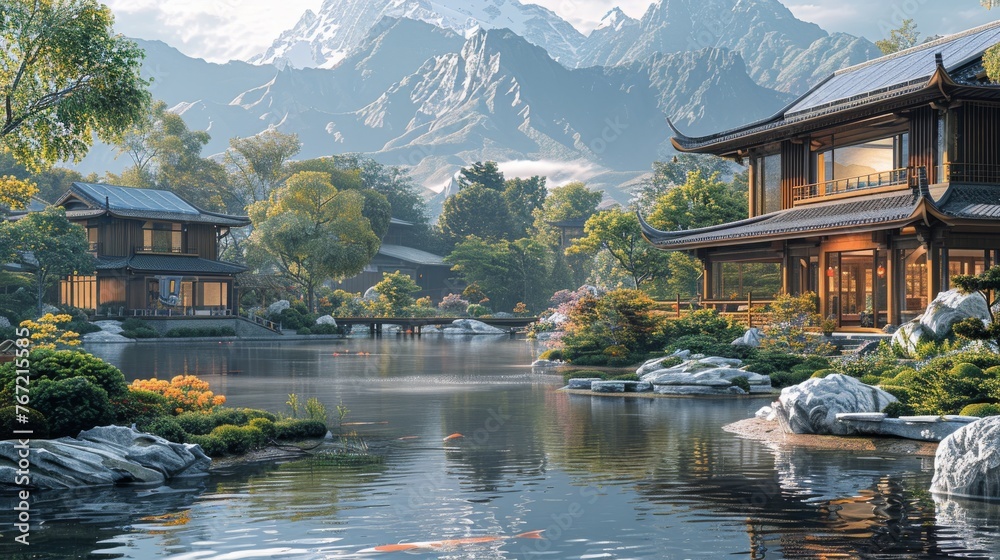 Fototapeta premium japanese garden in the mountains