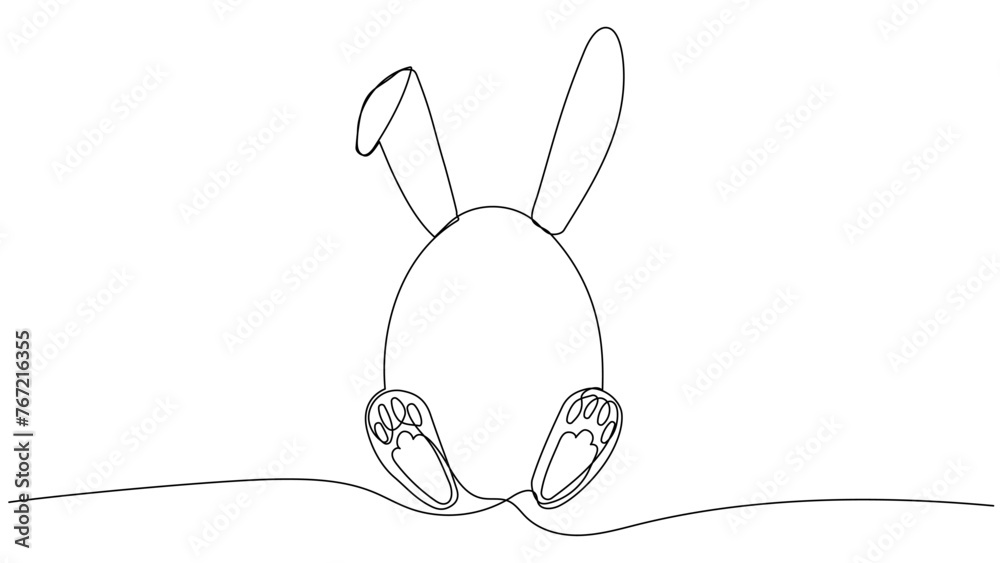 Egg with bunny ears in continuous one line art style. Happy Easter concept. Simple vector illustration Egg with bunny ears in continuous one line art style. Happy Easter concept. Simple vector illustration