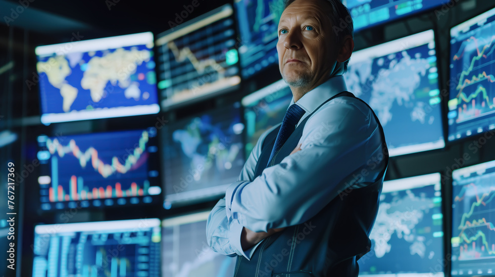 Businessman with stock financial chart. Business, Stock, and Exchange Concept. Generative Ai. Businessman with stock financial chart. Business, Stock, and Exchange Concept. Generative Ai.