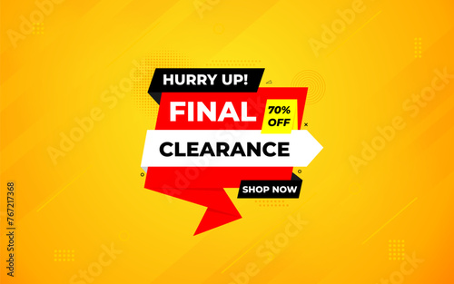 Final clearance special sale banner template design, Special offer sale tag, sale offer banner. Sale discount promotion template for marketing, vector editable illustration. photo