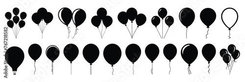 Balloon silhouettes set, large pack of vector silhouette design, isolated white background © FutureFFX