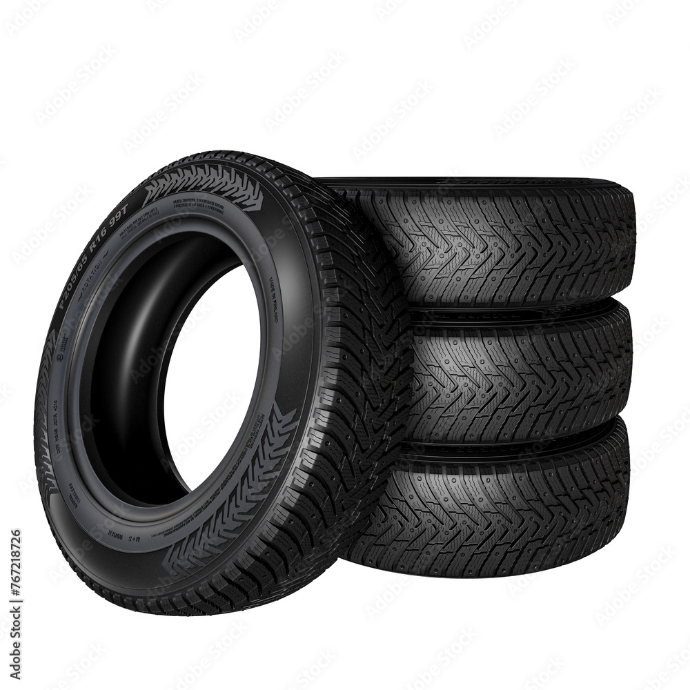 Stack of new black car tires