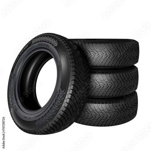 Stack of new black car tires