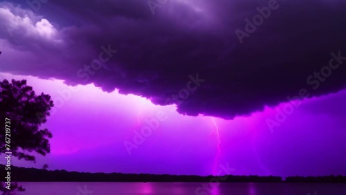 moving clouds with lightning a combination of blue and purple