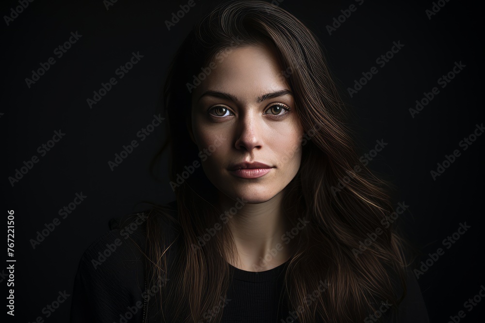 Portrait of a beautiful young brunette woman on a dark background Portrait of a beautiful young brunette woman on a dark background