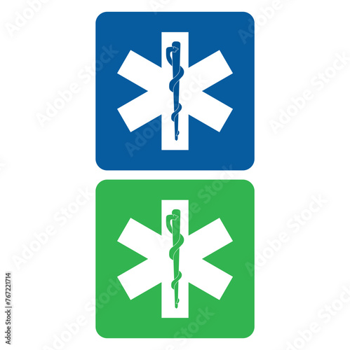 Cruces en color verde y azul de farmacia. Vector