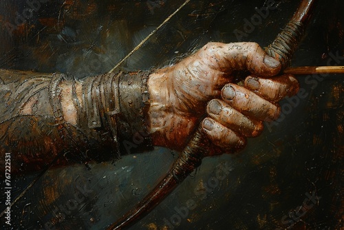Hand drawing back the string of a bow in archery