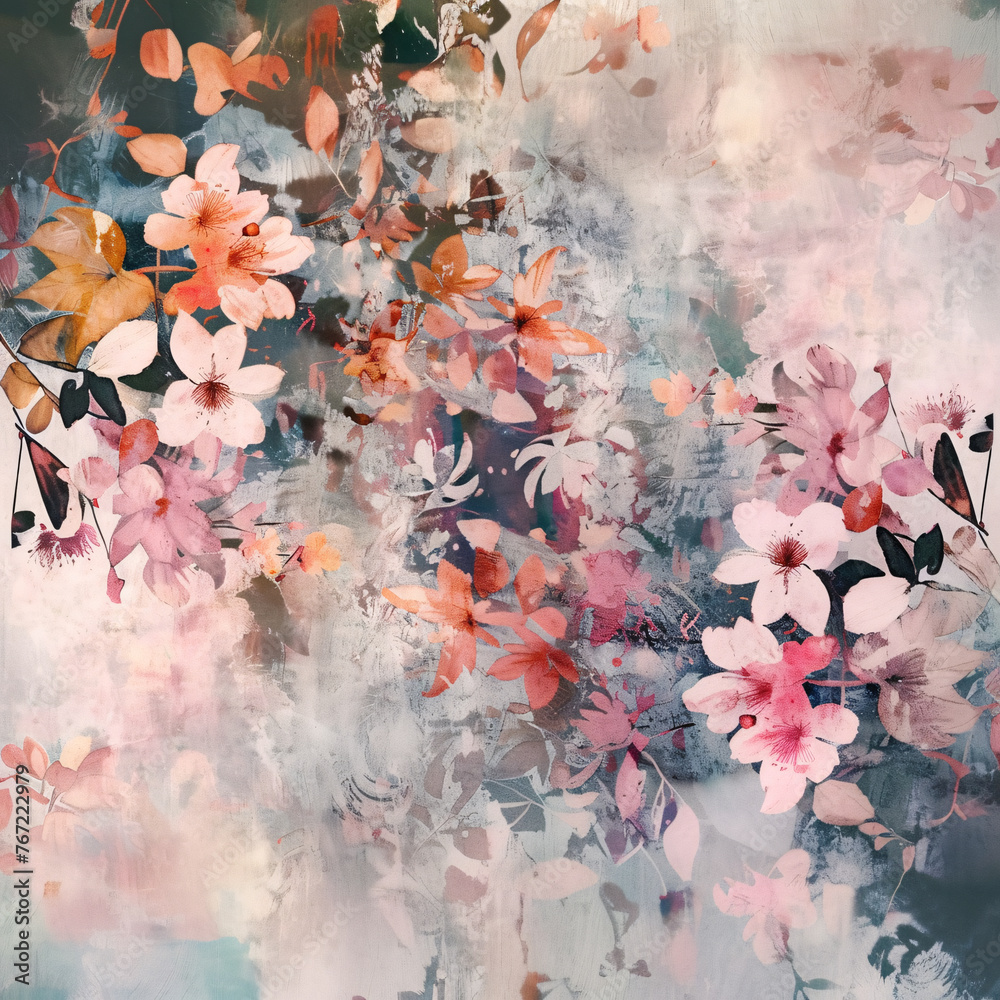 Grunge background with small flowers