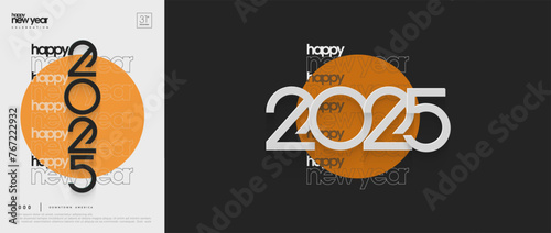 Fototapeta Naklejka Na Ścianę i Meble -  Happy New Year Design Number 2025. With a design for posters, banners or invitation covers. Premium design to welcome the new year 2025.