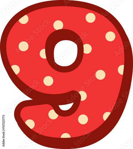 Alphabet Polka Dot number 9