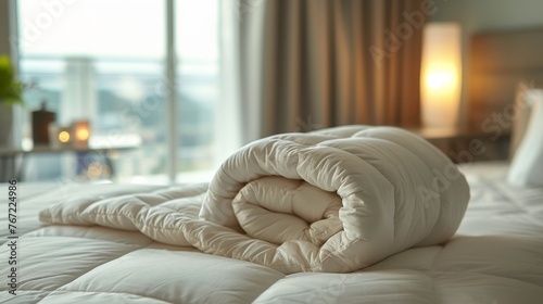 White Bed With Comforter and Pillows
