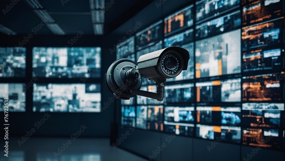 CCTV Camera technology on screen display with digital layer effect