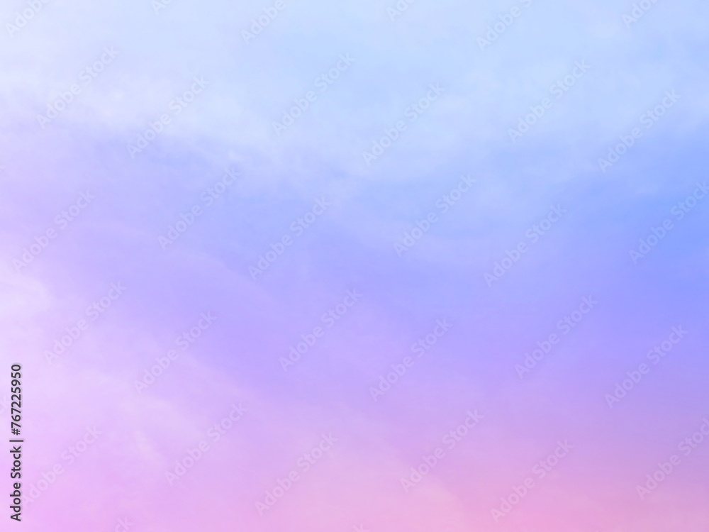 Gradient of faded pastel blue, purple, pink. Delicate combination on the background of clouds and twilight sky.