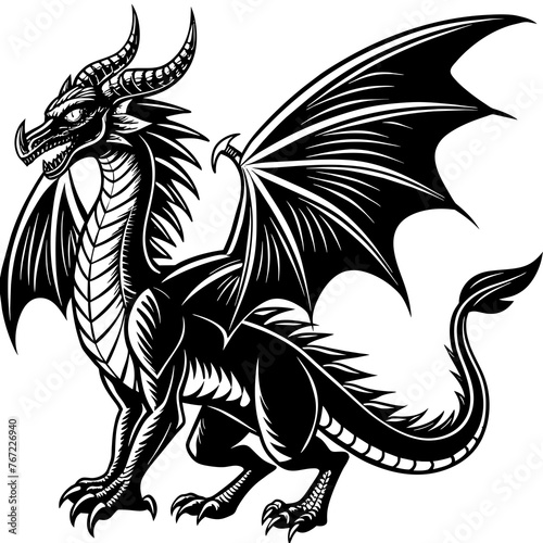 Dragon Wings black vector silhouette 