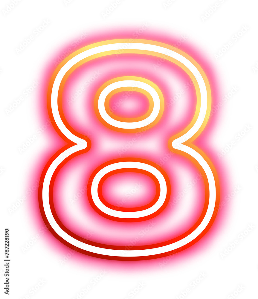 Obraz premium Neon number 8