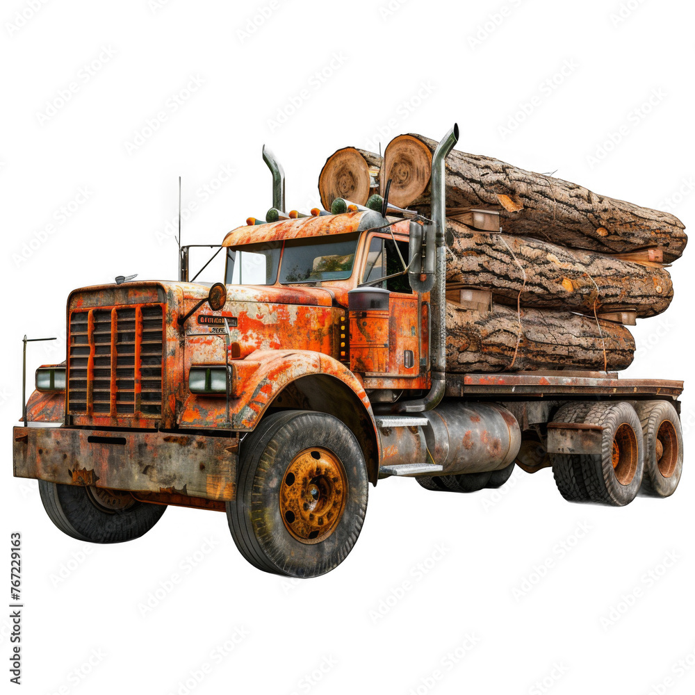 Logging truck isolated on transparent background
